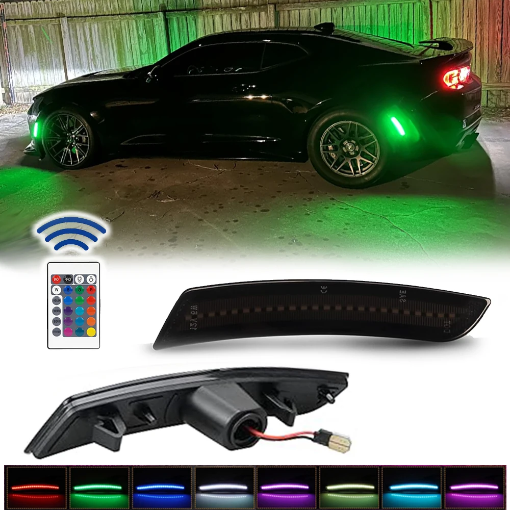 

Smoked Lens Flow RGB Front Rear Side Marker LED Indicator Light for Cadillac CTS ATS Chevrolet Camaro Car Styling Assembly
