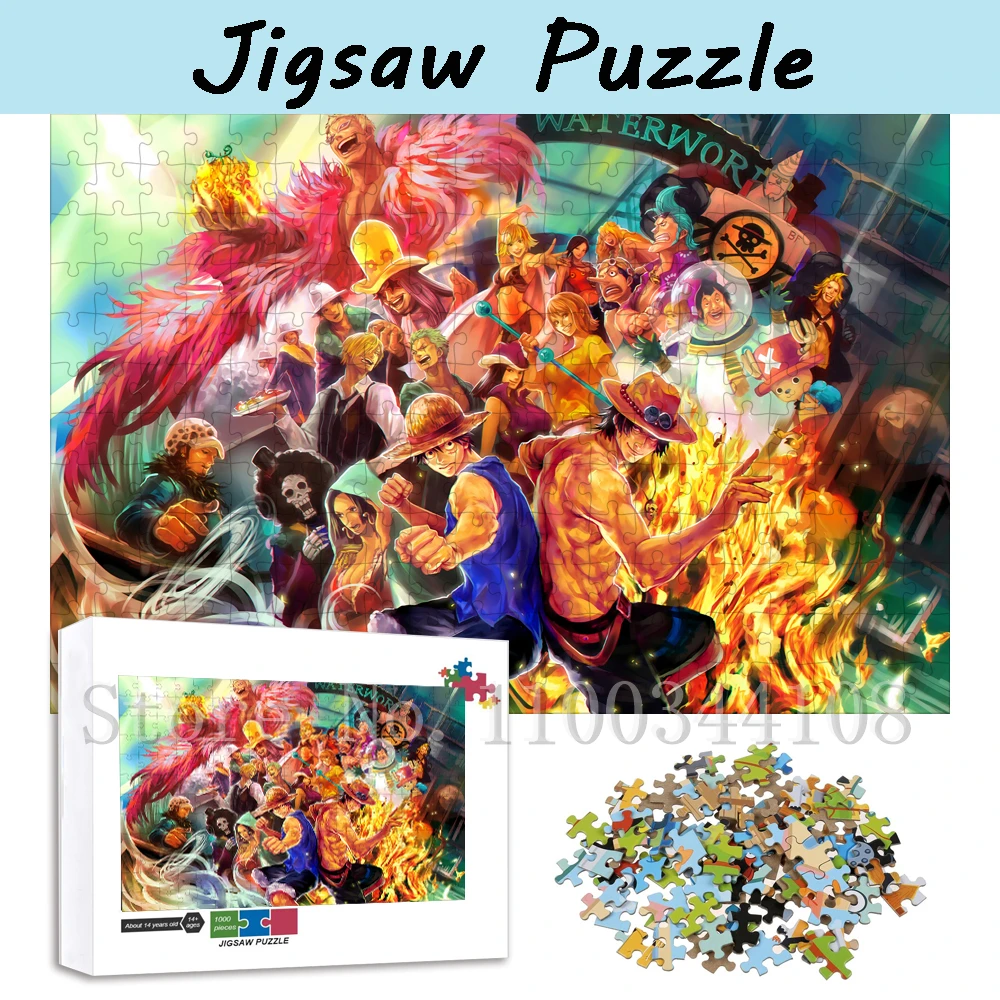 One Pieces Jigsaw Puzzles for Adults 300/500/1000 Pieces Anime Wooden Paper Puzzles DIY Family Game Stress Relief Toys