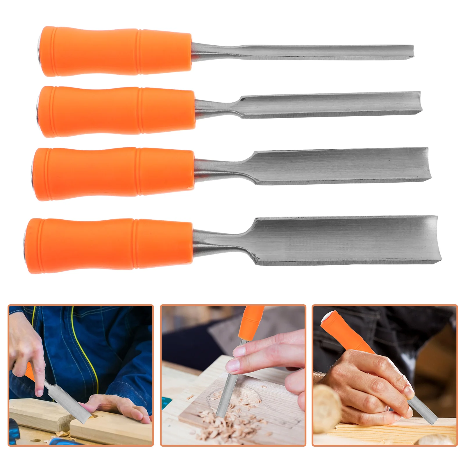 Set di scalpelli per la lavorazione del legno da 4 pezzi Strumenti per intaglio Manico ergonomico di lunga durata di grado professionale Utensili manuali adatti per principianti