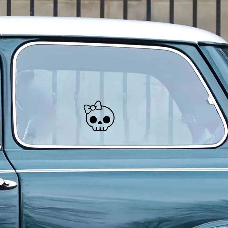 

1pc 2D Flat Bow Skull Vinyl Sticker Cute Gothic Removable Decal for Car Motorcycle Laptop Fridge