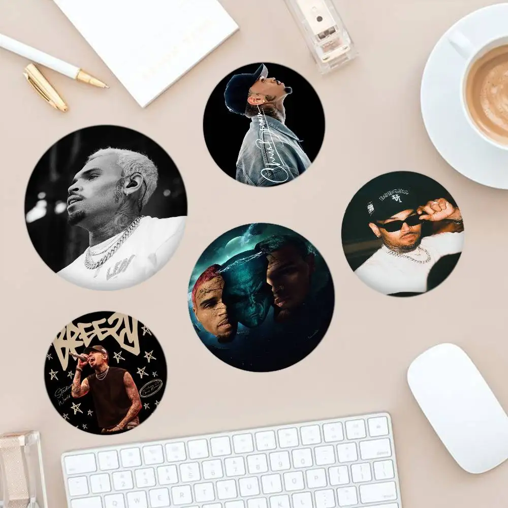 

C-Chris Brown A-American Rapper Button Pins Backpack Clothing Decor Brooch Badge Jewelry Gifts for Kids