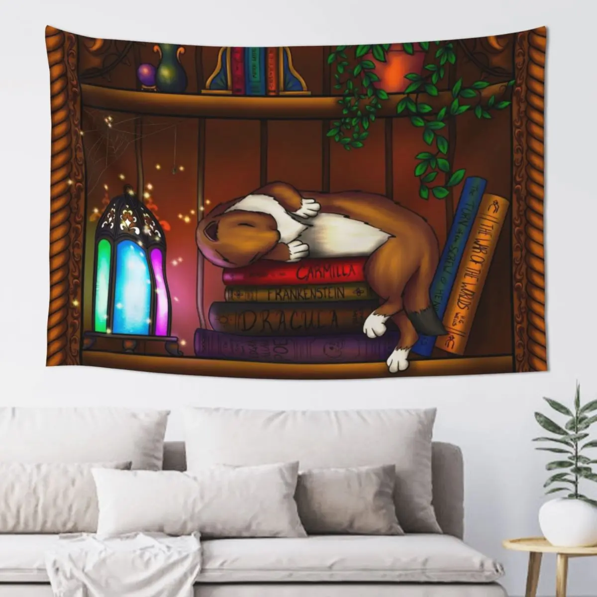 

Sleepy Book Weasel Tapestry Decorative Wall Mural Things To The Room Tapestry