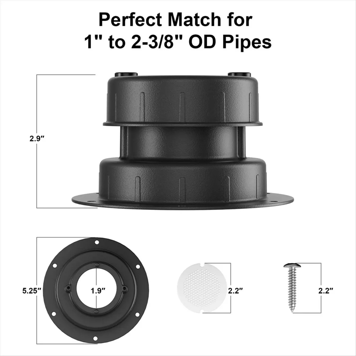 【Limited Offer】Metal RV Plumbing Vent Cap Replacement-Aluminum Roof Sewer Vent Cover for 1 to 2-3/8In OD Pipe-Universal TravelTr