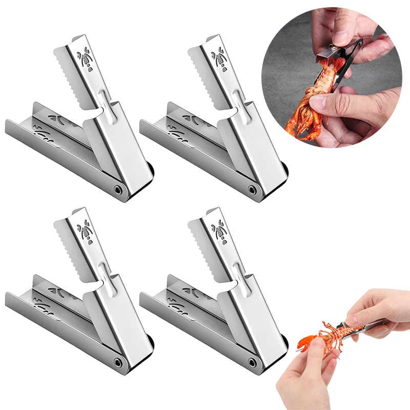 

4Pcs Crayfish Peeler Tool, Stainless Steel Crawfish Sheller Machine Quick Shrimp Tails Remover Tool Practical Gadget Accessories