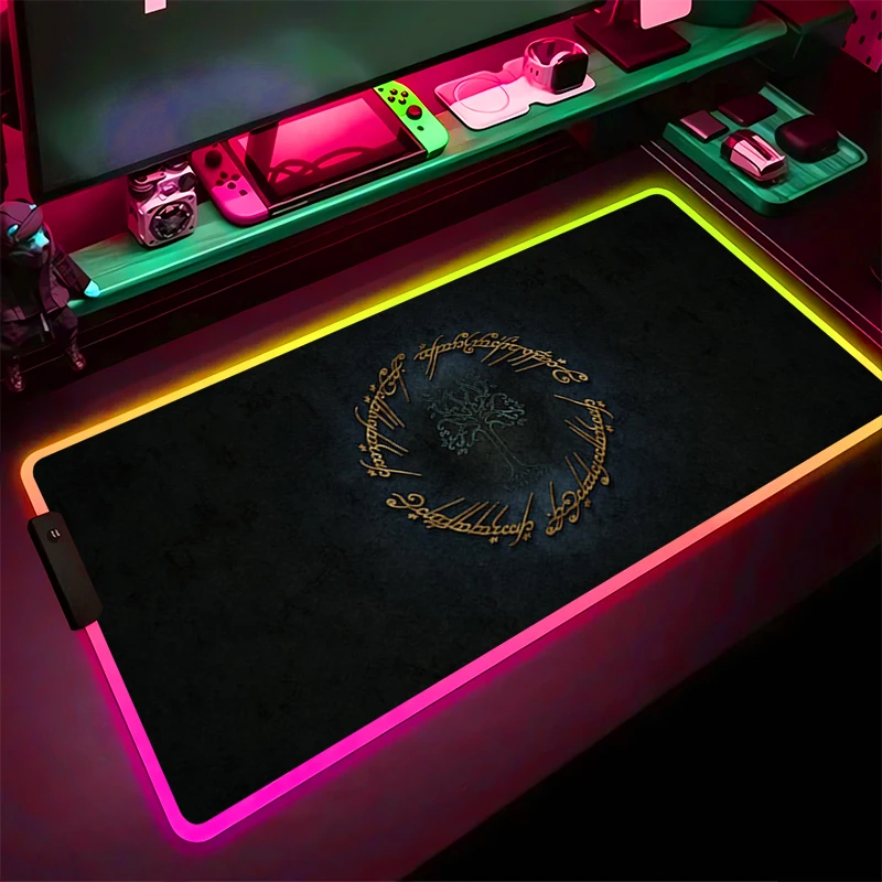

RGB LED Mouse Pad Laptop Rubber Extended Pad Desk Mouse Mat Computer Game Mousepad PC Accessories L-Lords The Rings Keyboard Pad