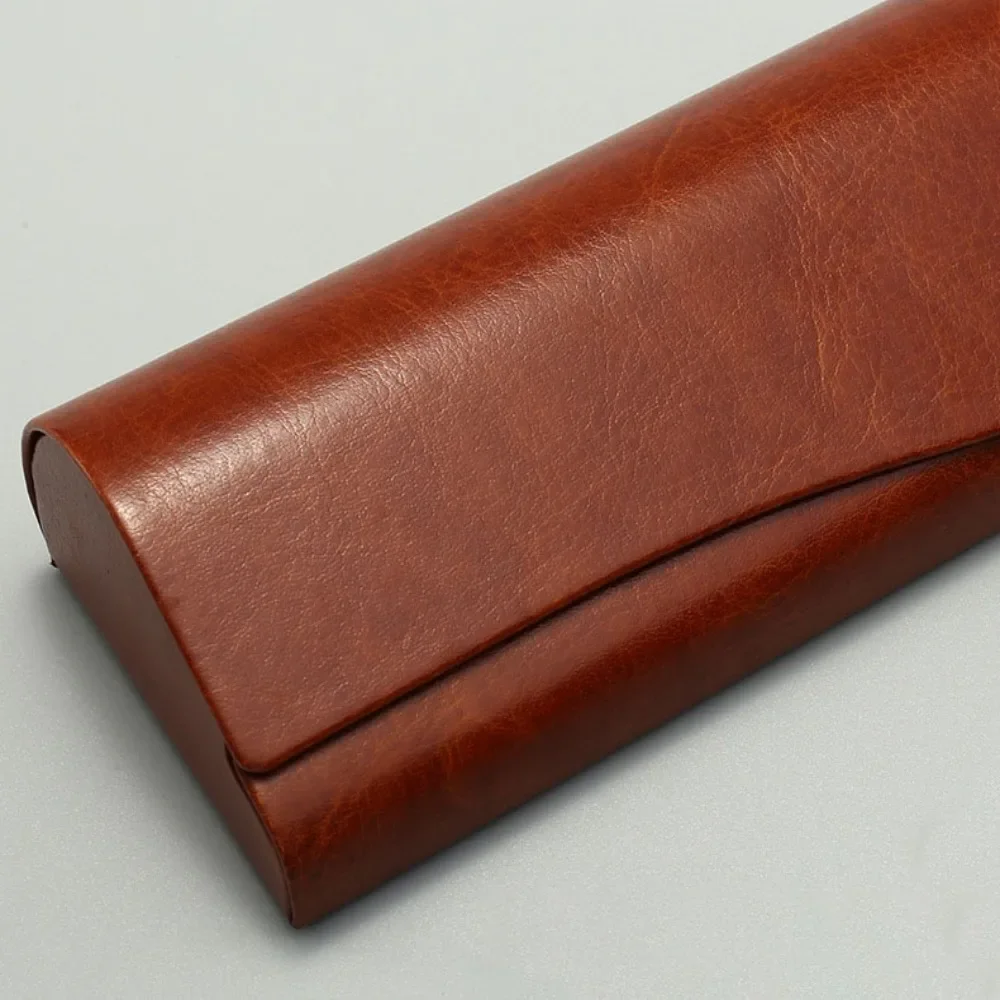 Alta qualidade geada vintage couro óculos caso couro cor sólida óculos de sol caso de couro moda óculos caso feminino