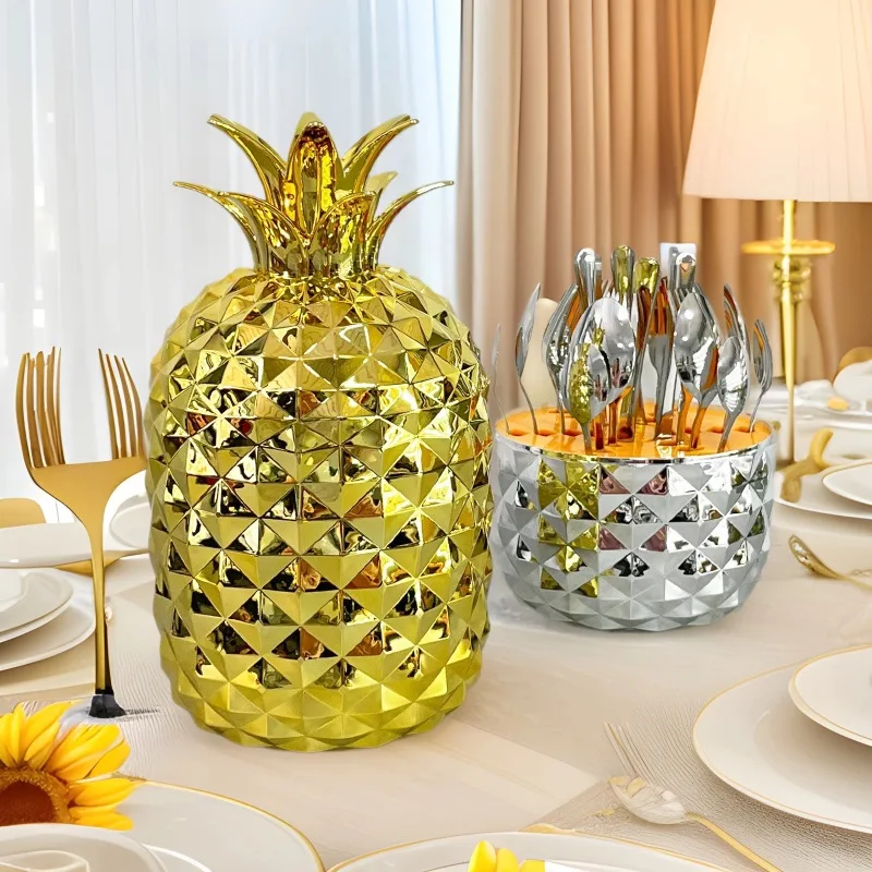 Pineapple tableware egg light luxury stainless steel tableware luxury high-end Western food knife, fork and spoon suit