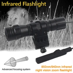 150 Yards Professional Focus Night Vision Hunting Torch 10W IR 850nm/940nm Tactical Infrared Radiation Zoomable LED Flashlight