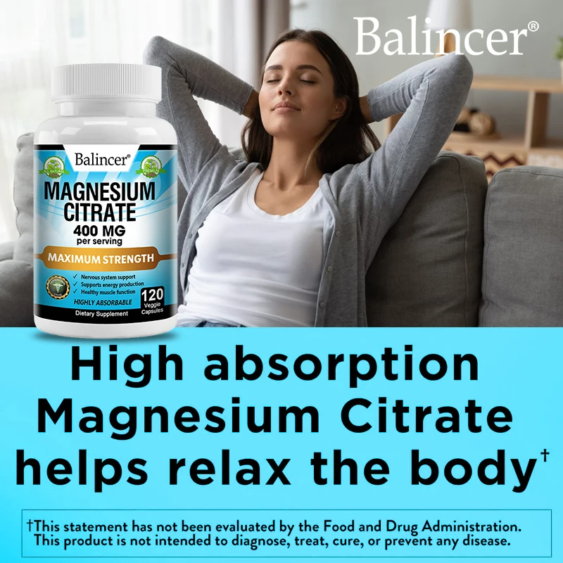 Highly Absorbable Magnesium Citrate - Helps The Body Relax and Supports Bone, Heart, Joint, Digestive and Muscle Health