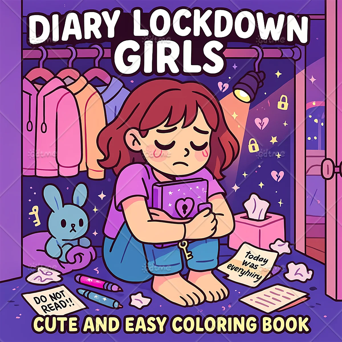 DIARY LOCKDOWN GIRLS Bold-easy Patterns Coloring Book for Adults Cute Drawing Book Perfect Gift for Party and Birthday ﻿