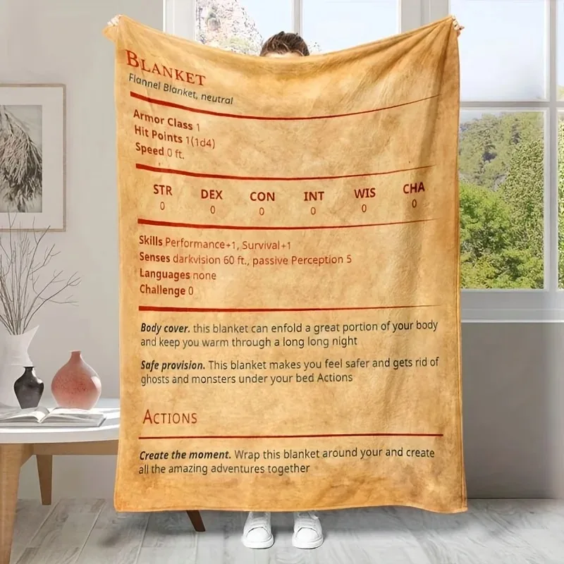 

Vintage Style Flannel Blanket Soft Cozy Throw for Relaxation Office Camping Travel All-Season Multifunctional Gift