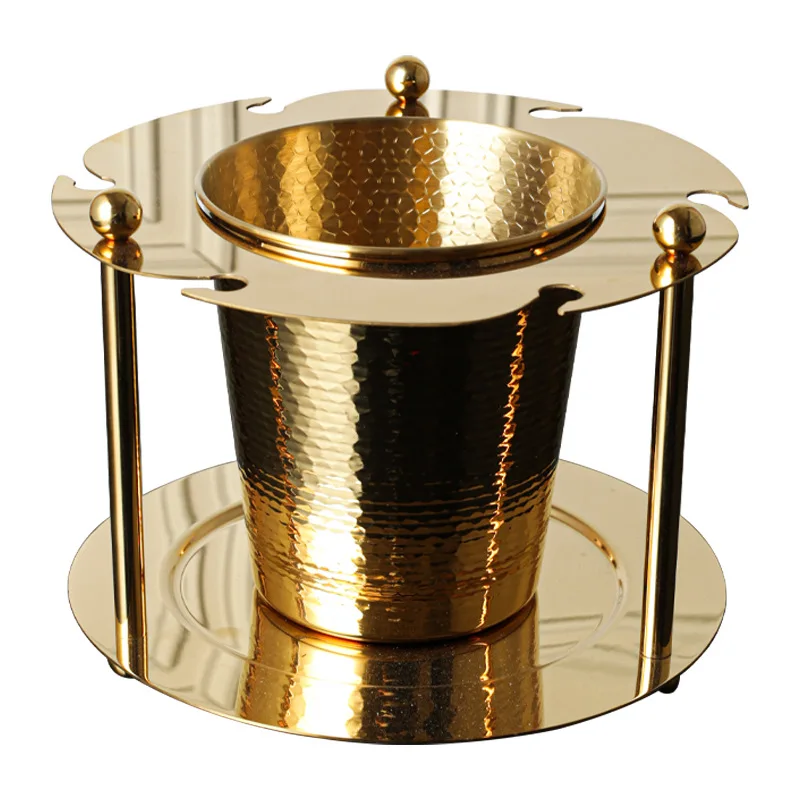 

Stainless steel light luxury ice bucket integrated frame model room decoration ice bucket