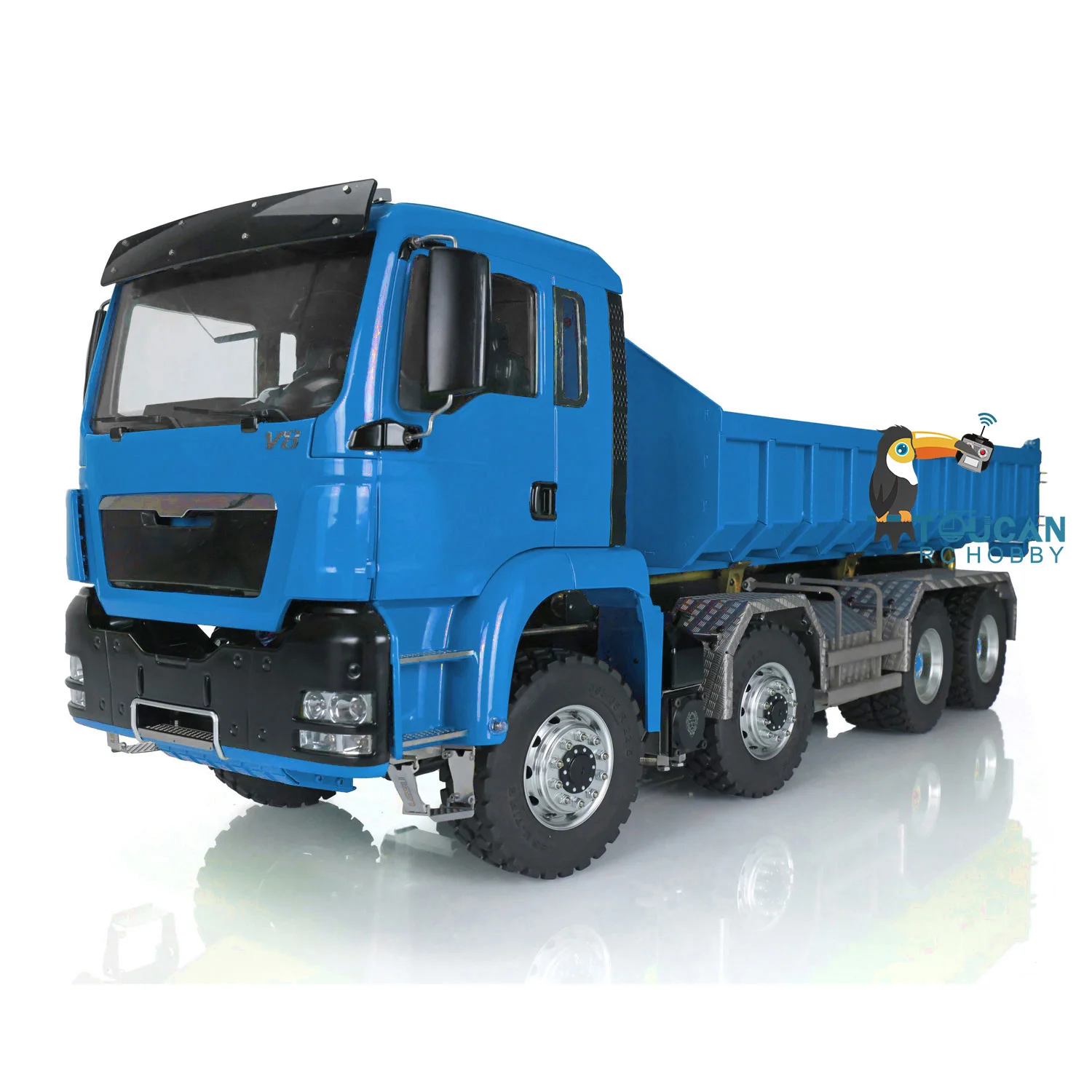 1/14 LESU TGS 8*8 RC Truck Tipper Dumper Hydraulic Lifting Roll On/Off Tipper Paint Blue Model THZH0478