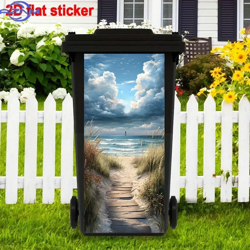 2D Pattern Print Decor Decal Chic Ornament for Home Garden Dual‑use Trash Bin
