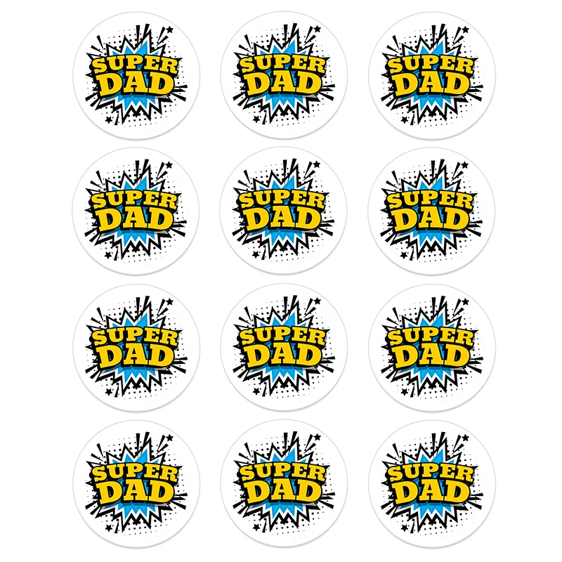 24/48pcs Father\'s Day Best Dad Ever Super DAD Stickers Party Gift Tag Labels Father\'s Day DIY Decoration Stickers Supplies