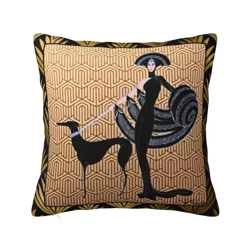 Art Deco Erte Greyhound Modern Throw Pillow Covers Living Room Decoration Whippet Sighthound Dog Sofa Cushion