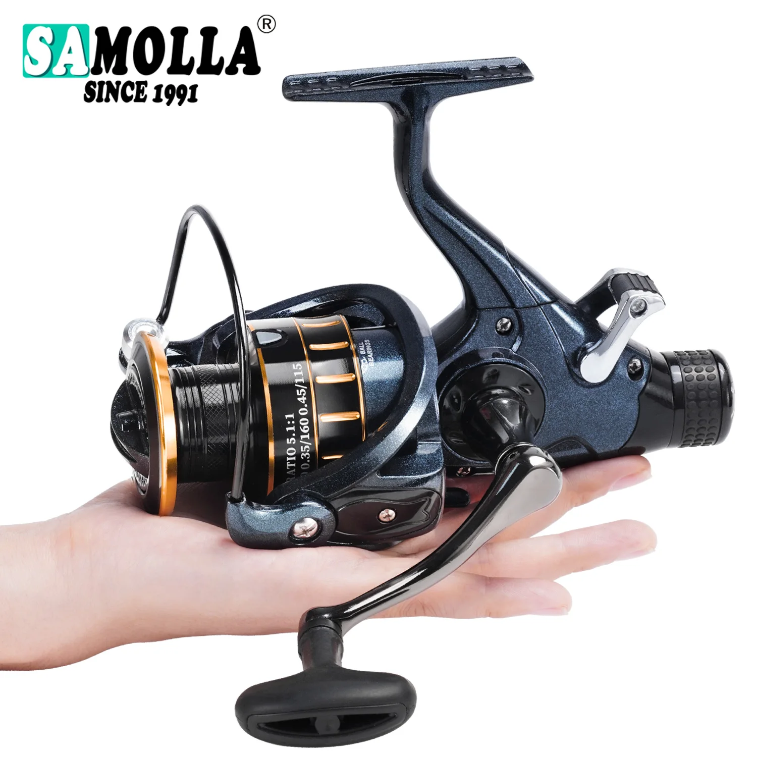 SAMOLLA Spinning Angelrolle Karpfen Angelrolle Meer Double Drag Metallspule Jigging Trolling Long Shot Casting 10–15 kg Max Drag