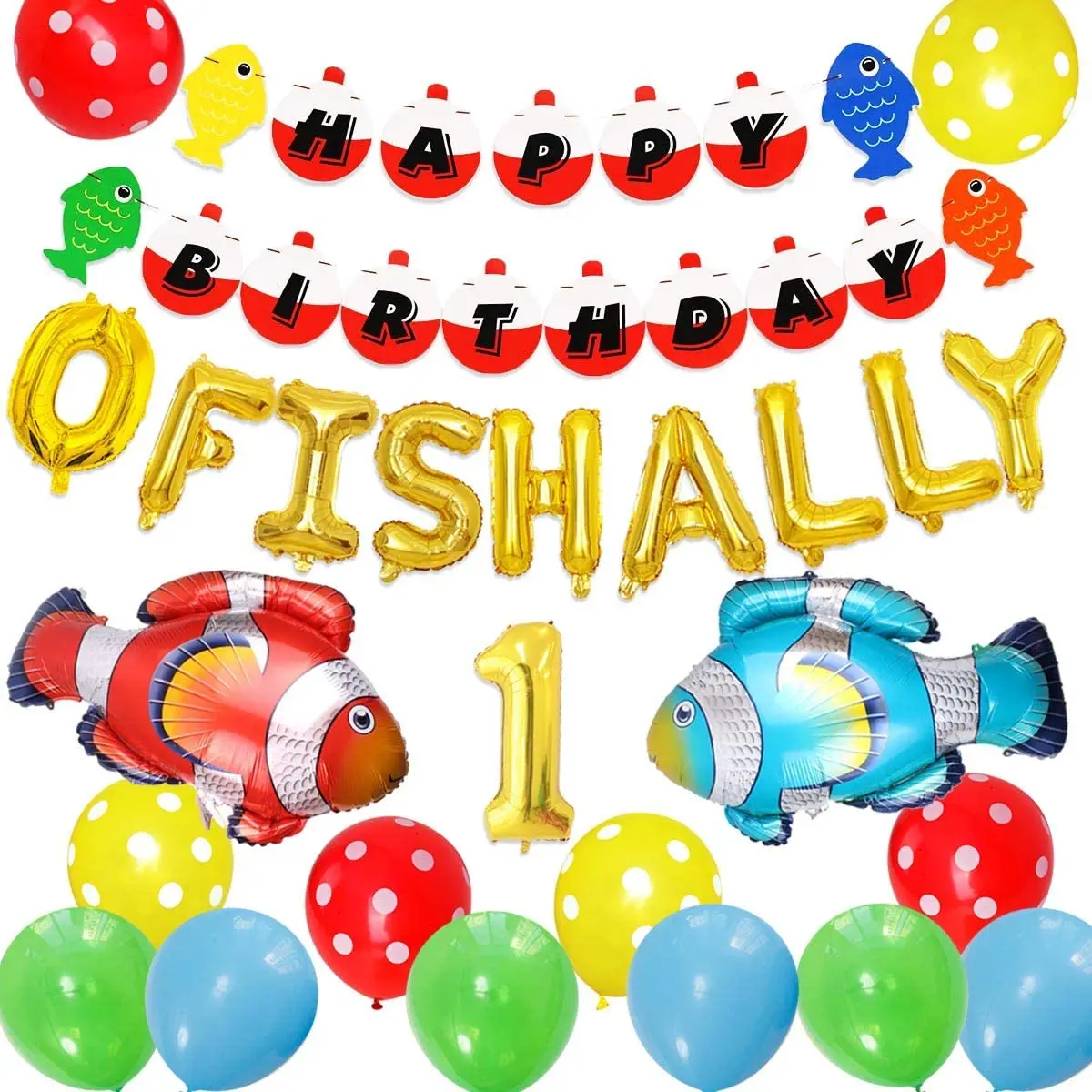 

Fishing First Birthday Decorations, Gone, Party Supplies, O Fish, Ally, One Balloons, Banner, The Big One