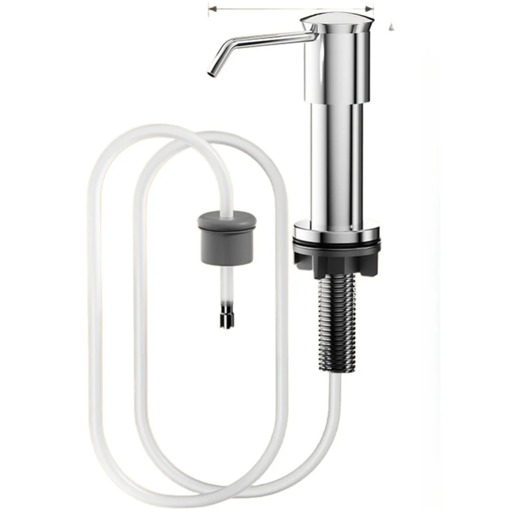 Kitchen Sink Soap Dispenser in Space Aluminum with Hand Press Mechanism Rotating Drain Basket and Silicone Tube