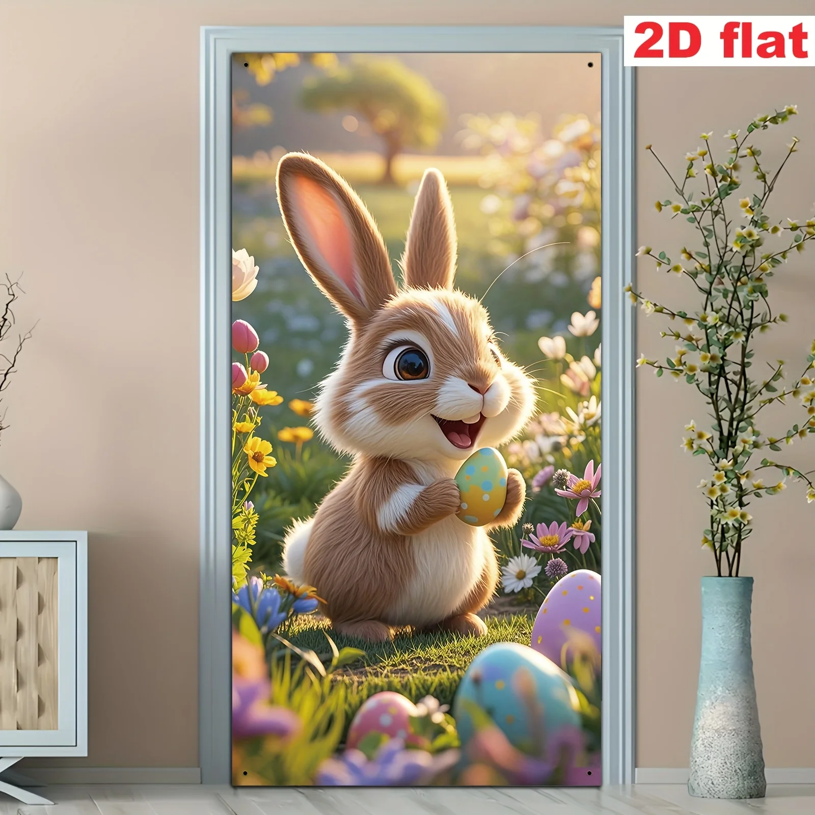 VIKAMA Ostern Cartoon Kaninchen Tür Vorhang Banner Wandteppich Frühling Thema Party Eingang Tür Dekoration Home Dekoration