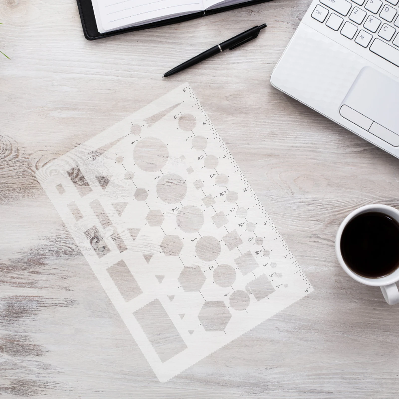 6 pcs Plastic Geometric Drawing Templates Hollow Shape Stencils For School Office Diy Art Projects Circle Triangle Square Ruler