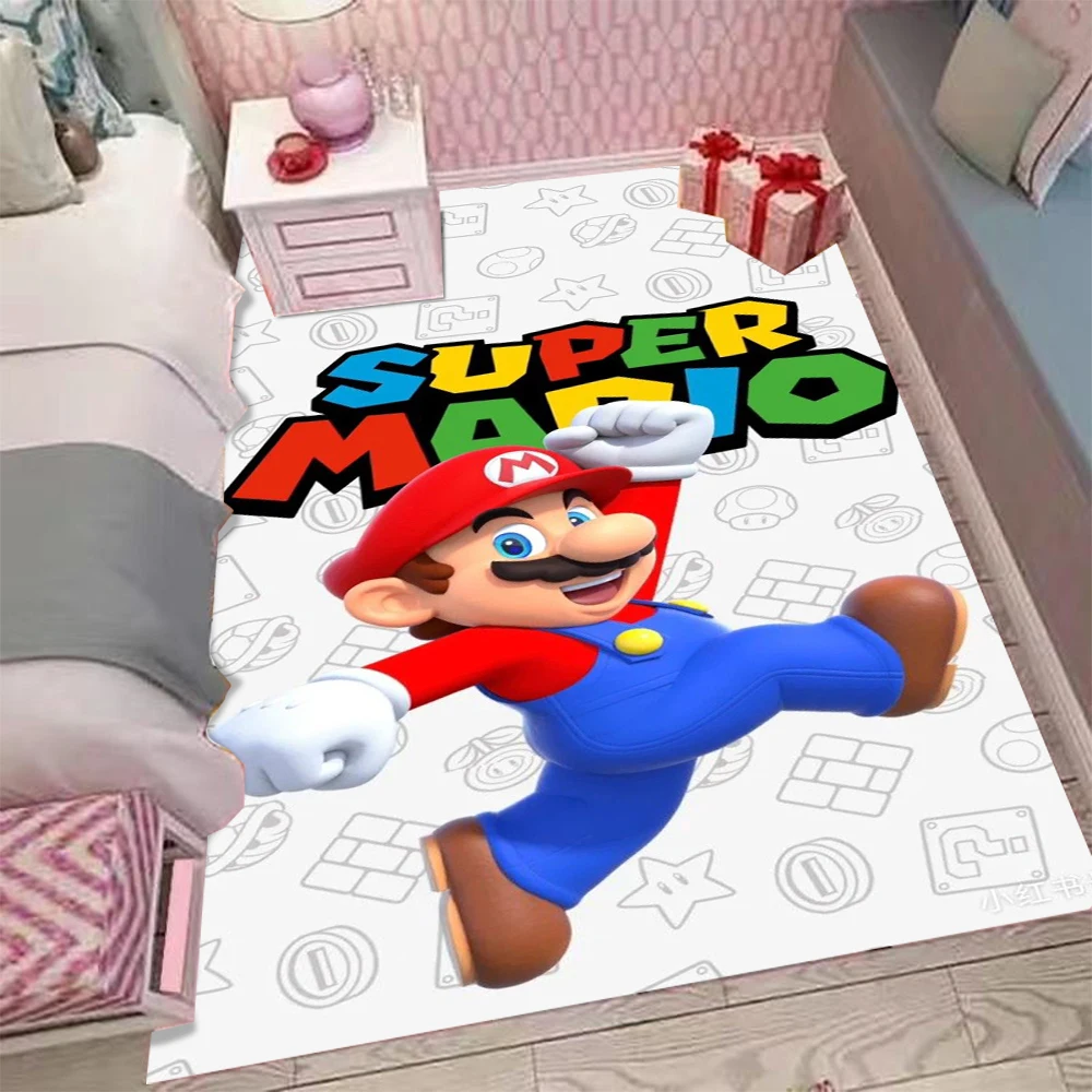 Тематический ковер MINISO-Mario, узоры персонажей Марио с рисунком грибов Марио, уютный мягкий напольный коврик для украшения дома