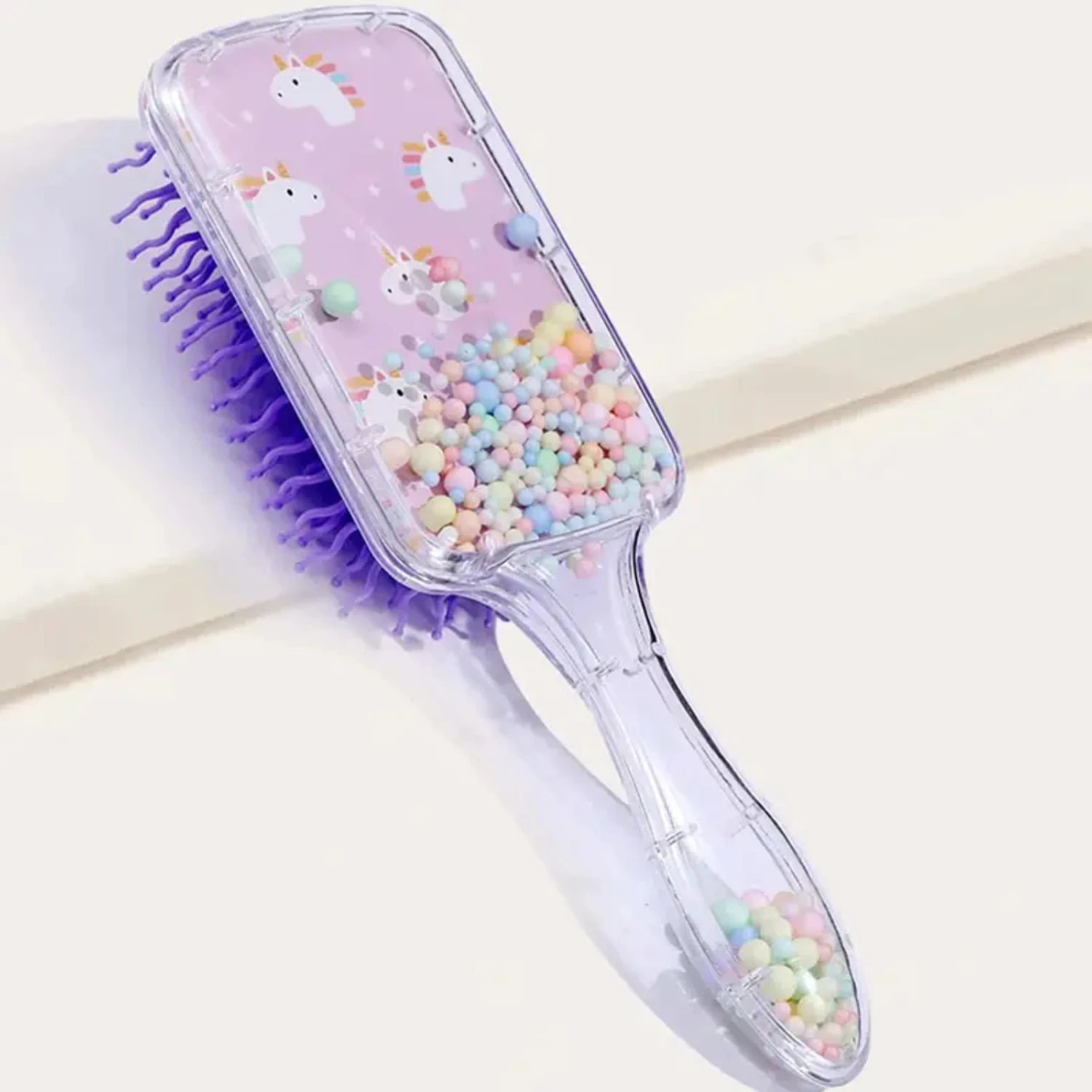 

Sparkly and Magical Unicorn Glitter Hairbrush with Cute Cartoon Pattern - Effortless Tangle-Free Brushing Experience for Little