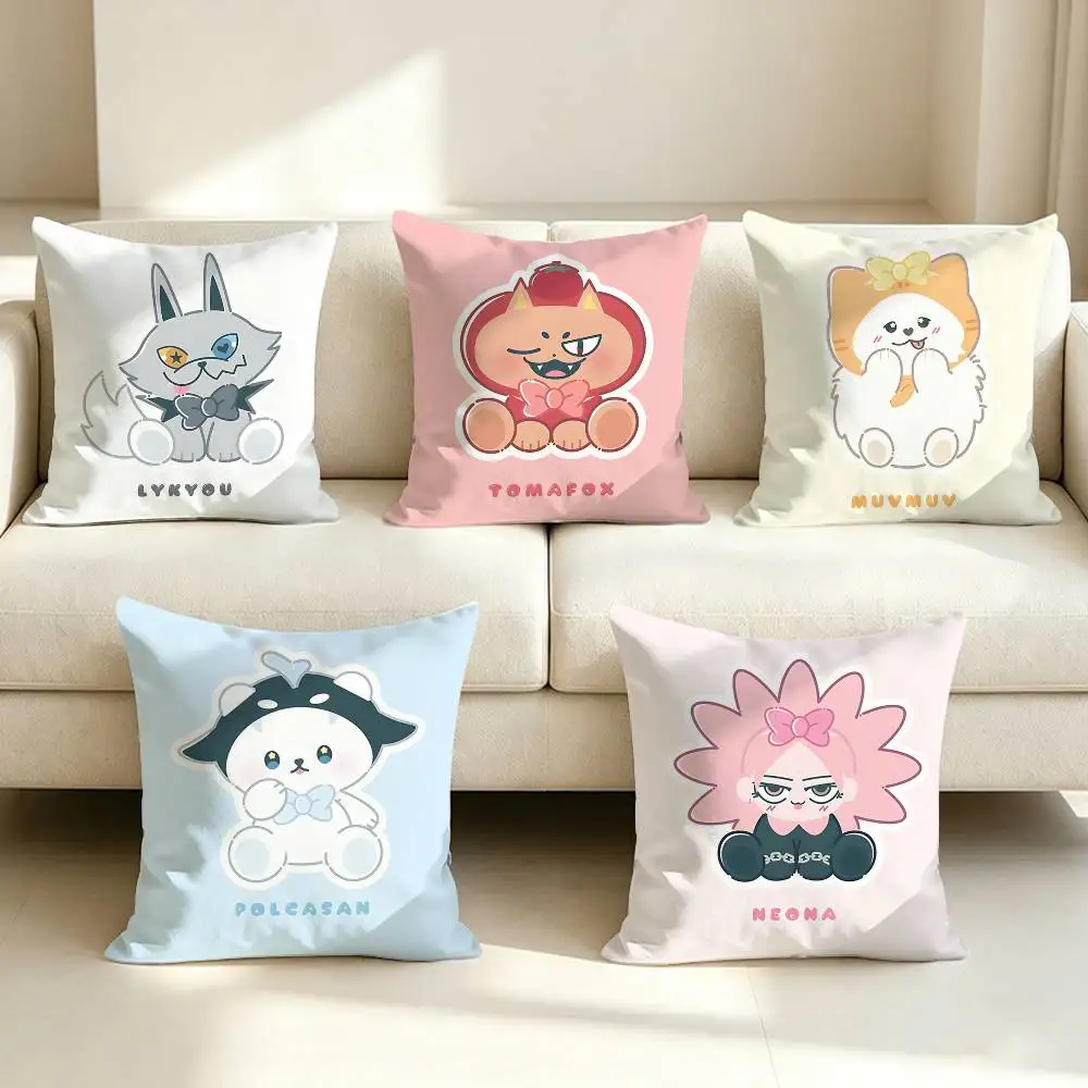 G-GMMTV Mascots Serise P-Polcasan  Square Sofa Pillow Cover Solid Color Living Room Home Decor Cushion Case