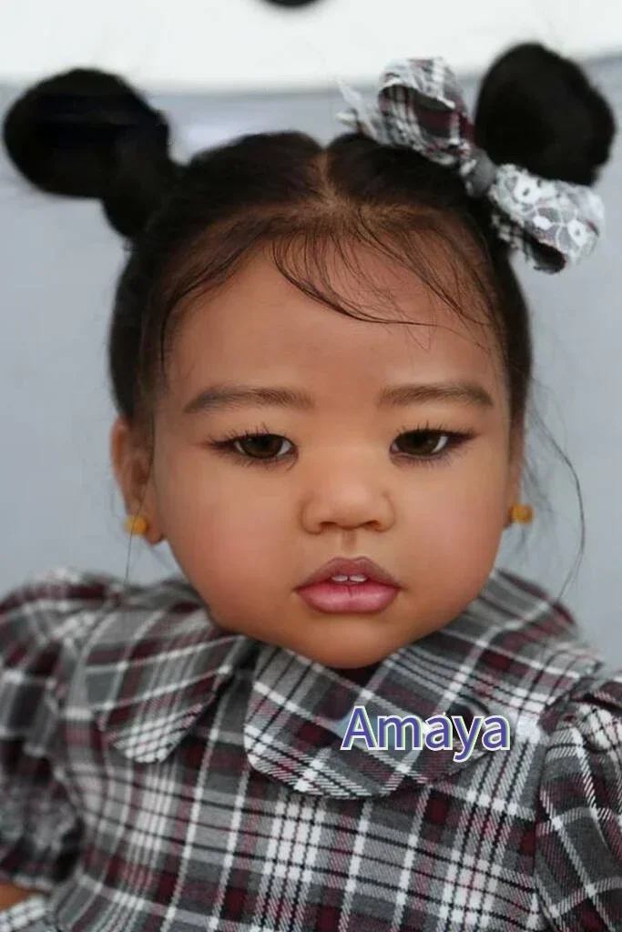 

28-дюймовая готовая окрашенная кукла Reborn Amaya, тело и глаза, мягкий на ощупь, гибкий винил
