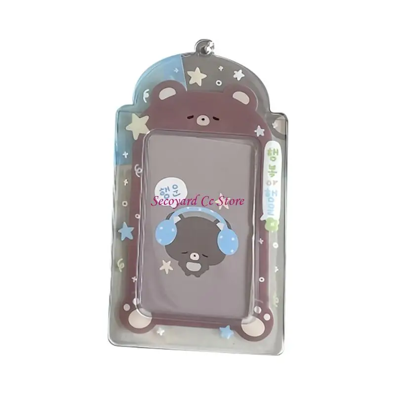 N3UC 3Inch Animal Themed Card Sleeve with Chain Charm Water Resistant PVC Photo Card Protector Cover for Office School Travel