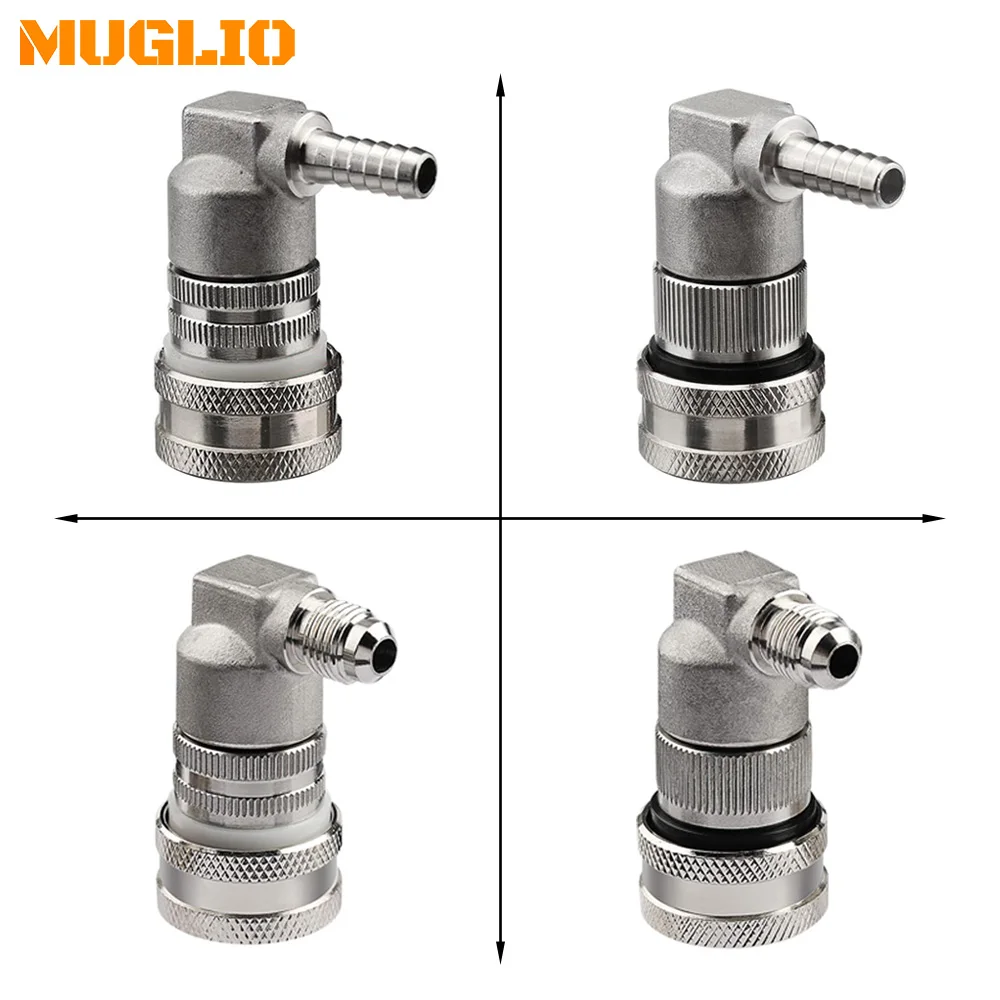 

MUGLIO Stainless Steel Ball Lock Disconnect Homebrew Corny Keg Connector Gas/Liquid 1/4"Barb & 1/4"MFL Brand New
