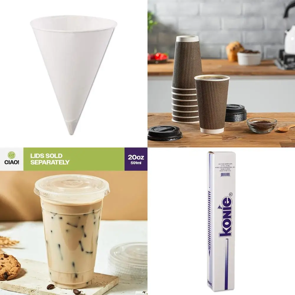 

4.5oz White Rolled Rim Paper Cone Cups, 200 Cups per Bag, Bulk Pack of 25 Bags for Catering and Events