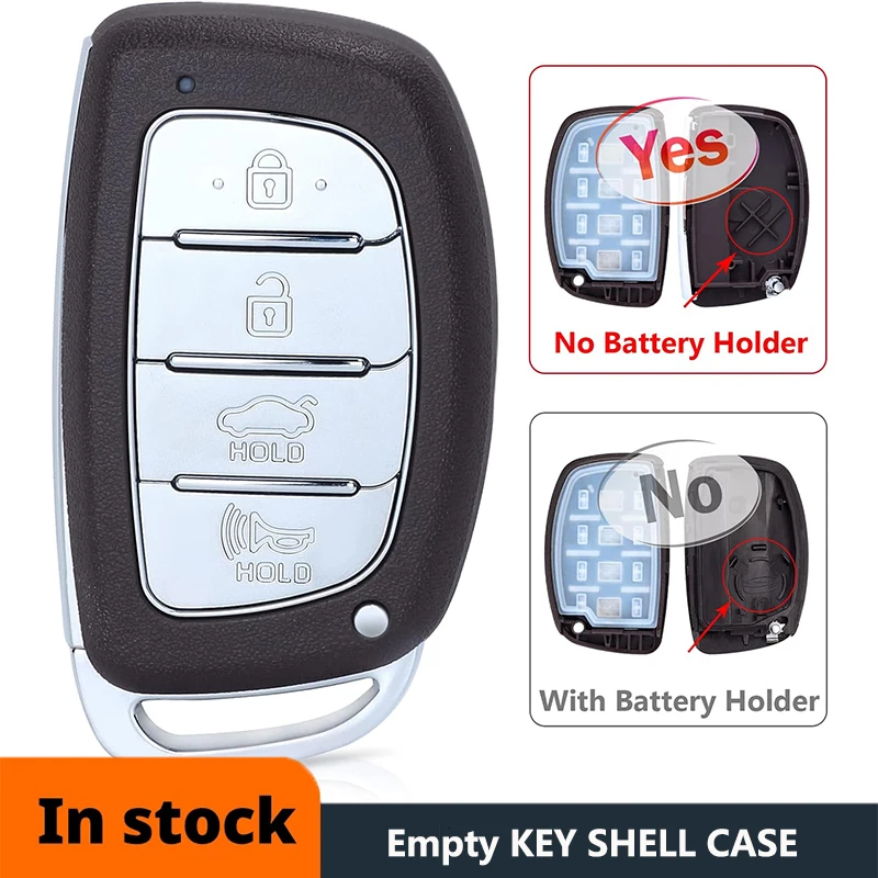 

DIYKEY 4 Buttons Smart Car Key Shell For Hyundai Tucson 2016 2017 2018 2019 2020 With/NO Battery Holder Remote Fob Case
