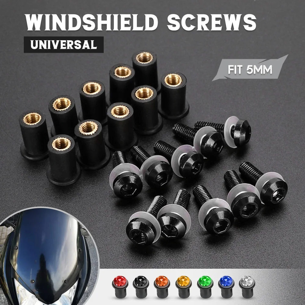 10pcs M5 Windshield Nuts Windscreen Fairing Screw Bolts FOR BMW R1250Rallye R1250RS R1250RT R250GT S1000 S1000R S1000RR S1000XR