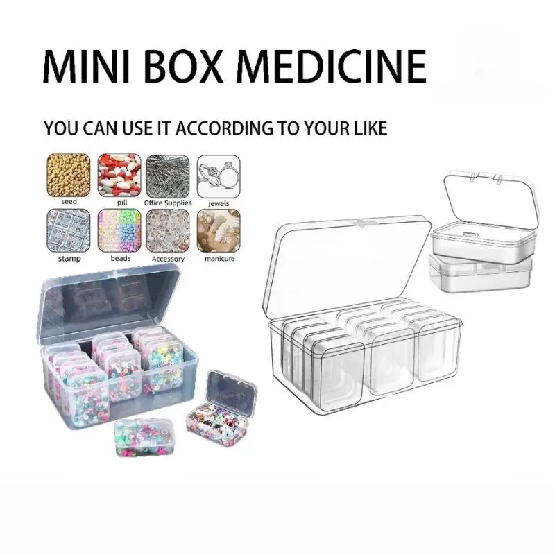 Clear Storage Organizer Box 12/15 Compartment Dust Proof Containers for Medicine Pill Capsule Storage