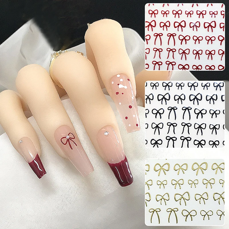 Minimalist Line Bow Nail Art Stickers Decal Ultra-Thin Self Adhesive Nail Stickers For Nail Art Decoration Nail Decals For Women