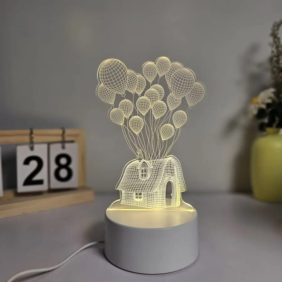 A creative 3D nightlight, room and living room workbench decoration, holiday gifts, monochrome warm light.