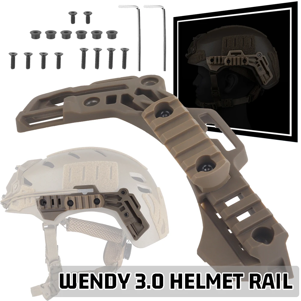 Rieles laterales para casco táctico para casco Team Wendy 2.0 y 3.0 Rieles de montaje para casco de caza con tornillos Riel guía de repuesto para casco Airsoft