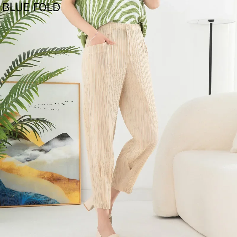 2025 Spring and Summer New Casual All-match Pencil Pants Women's Fashionable Temperament Commuting Elastic Waist Loose Pleated