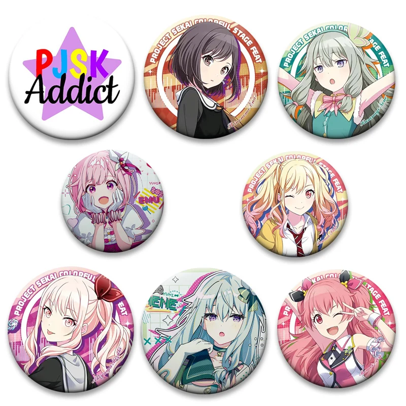 ICHIKA,Haruka,momoi Airi,shizuku,Shiraishi An,pjsk Cartoon Brooch Round Anime Pins KANADE,ENA,Mafuyu Asahina,Kamishiro Rui Badge