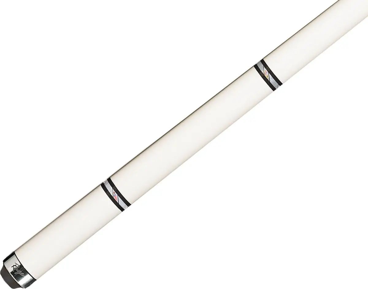 RG98 Metallic White Wrapless & Braided White Rings Pool/Billiards Cue Stick