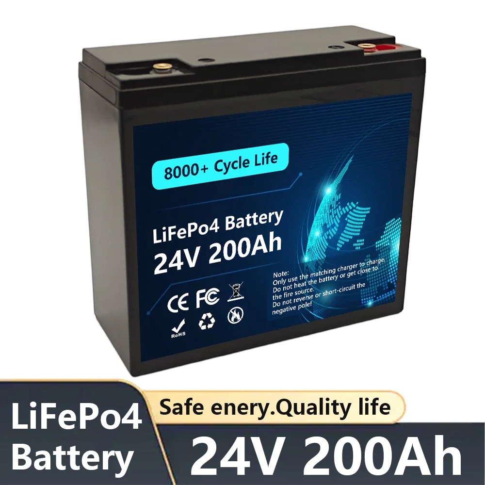 

LiFePO4 24V 200Ah Lithium Battery, Built-in 200A BMS, Rechargeable Battery, for RV/Camper, Solar, Marine, Overland/Van, Off-Gr