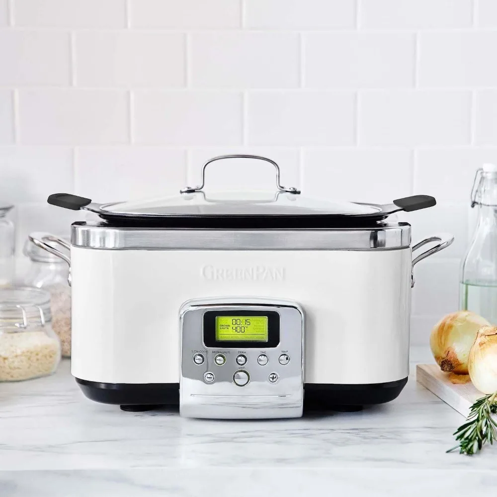 Elite 8 - in -1 programmier barer 6qt elektrischer Slow Cooker, spülmaschinen fester Deckel und abnehmbarer Topf, pfas frei gesund