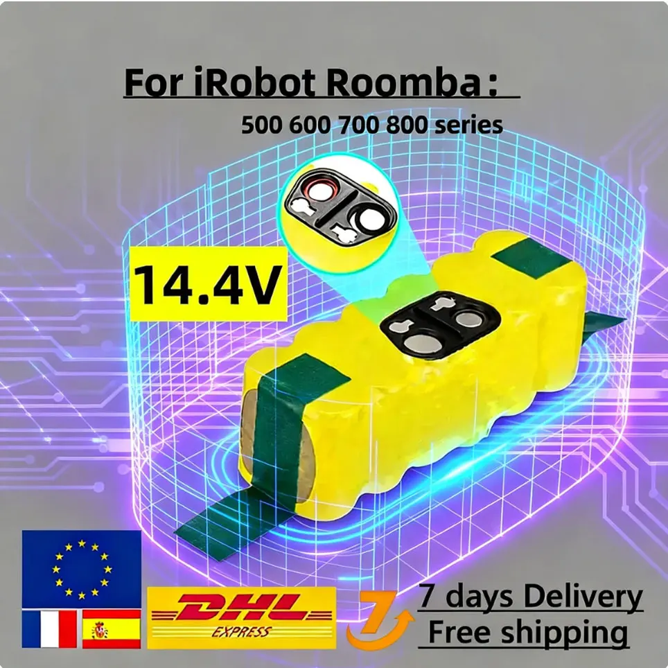 Upgrade 14,4V 5000mAh Ni-Mh Akku für iRobot Roomba 500 600 700 800 900 Serie 890 880 870 860 675 760 Staubsauger-Akku