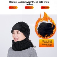 2pcs/Set Winter Warm Knit Beanie Hat Neck Warmer Scarf,Thermal Lined Skull Cap for Men Outdoor Fall Outfit,suitable for Skiing