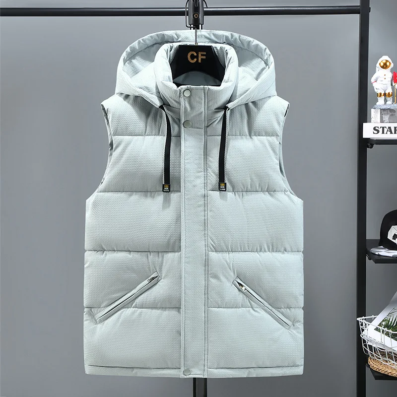 New 2022 Brand Men\'s Vest Winter Sleeveless Jackets Vest Men Hooded Warm Casual Outwear Hat Detachable Outer Vest Chalecos