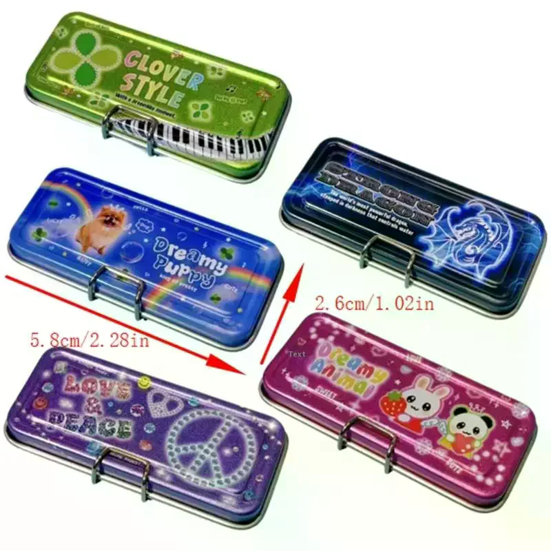 دمية مصغرة طبقة مزدوجة الحديد صندوق رصاص القلم حاكم أشرطة القياس مقص نموذج المشهد الصغير ديكور التظاهر اللعب لعبة #5