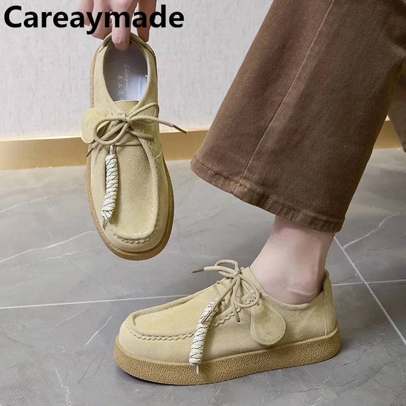 

Careaymade-New Genuine leather big size Women's Shoes,Pure handmade ankle boot thick sole Soft Leather Brand Casual men's Shoes