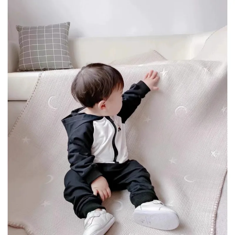 

Корейское детское одеяло с принтом луны и животных для младенцев, ультрамягкое хлопковое детское одеяло 65130 см, детские простыни, одеяла