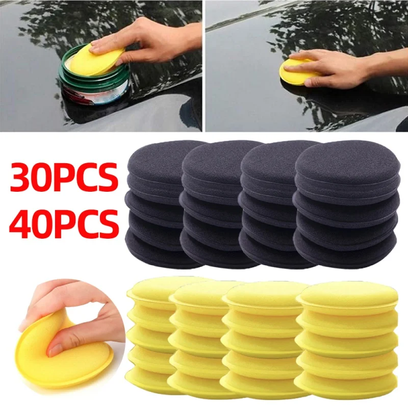 30/40Pcs Car Round  Polish Wax Foam Applicator Pads 10CM Sponge Clean Washer Washing Tool